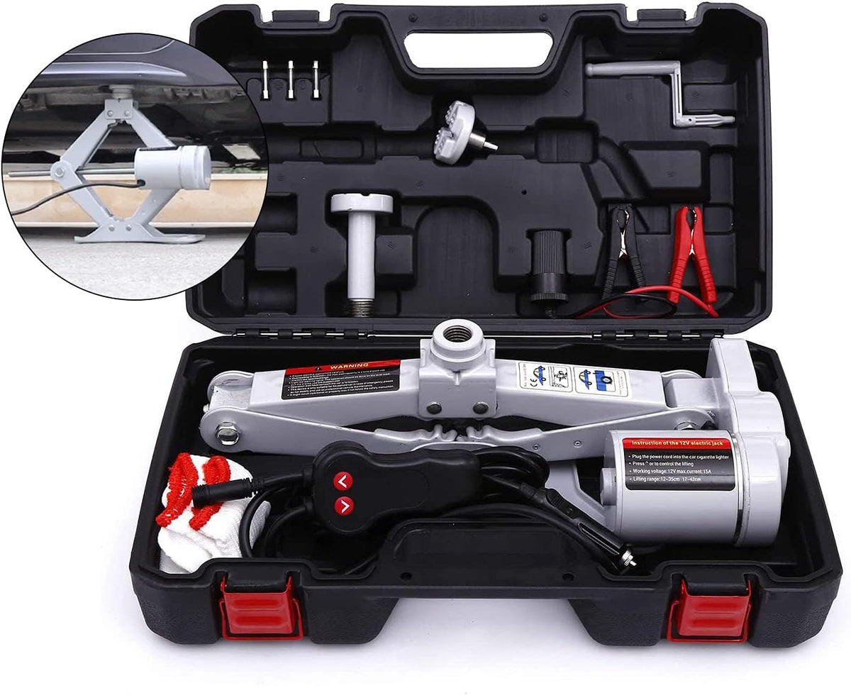 Electric Car Floor Jack 3 Ton Scissor Lift with Carrying Case D12723