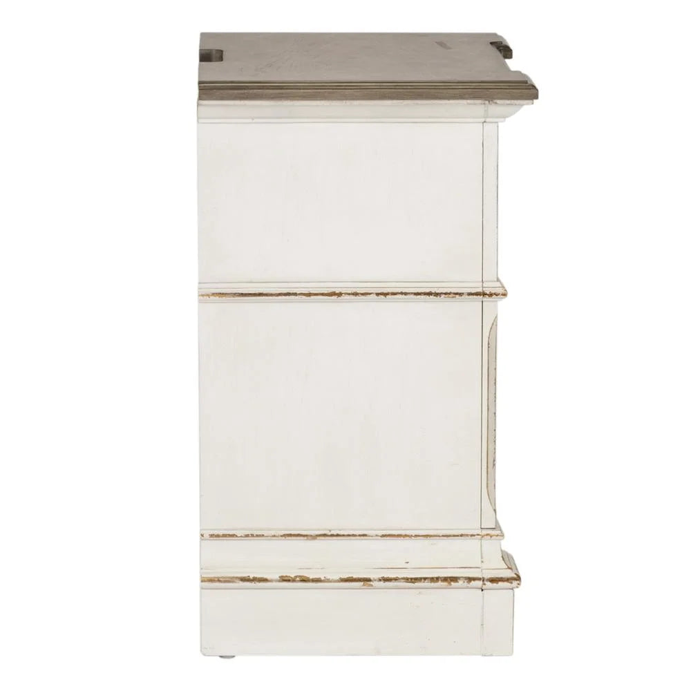 White 2 Drawer Night Stand with Charging Station X616769