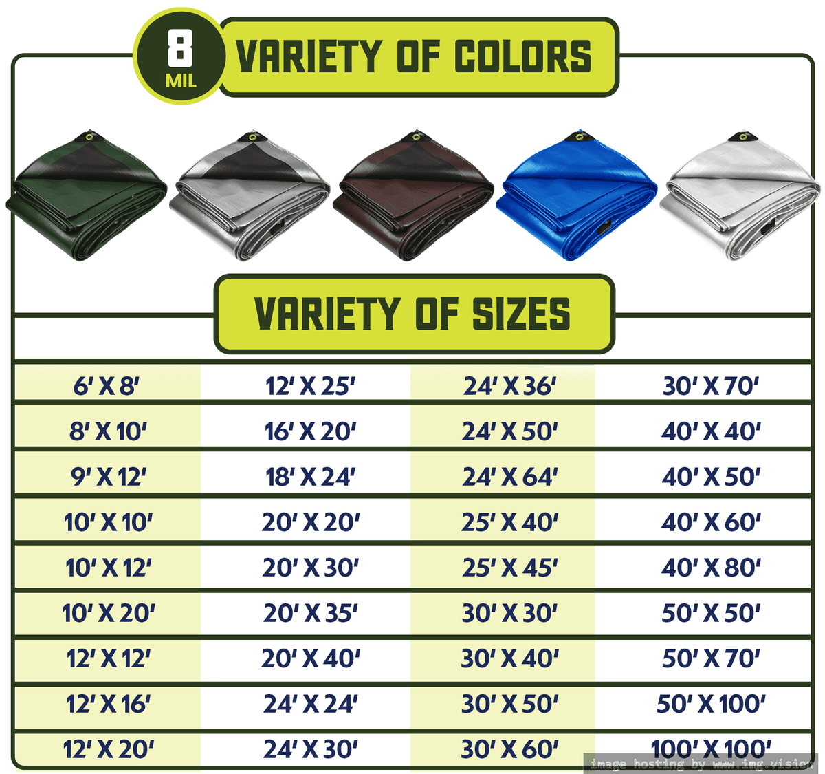 White 8 Mil Heavy Duty Waterproof Tarp 20′ X 35′Ft F822