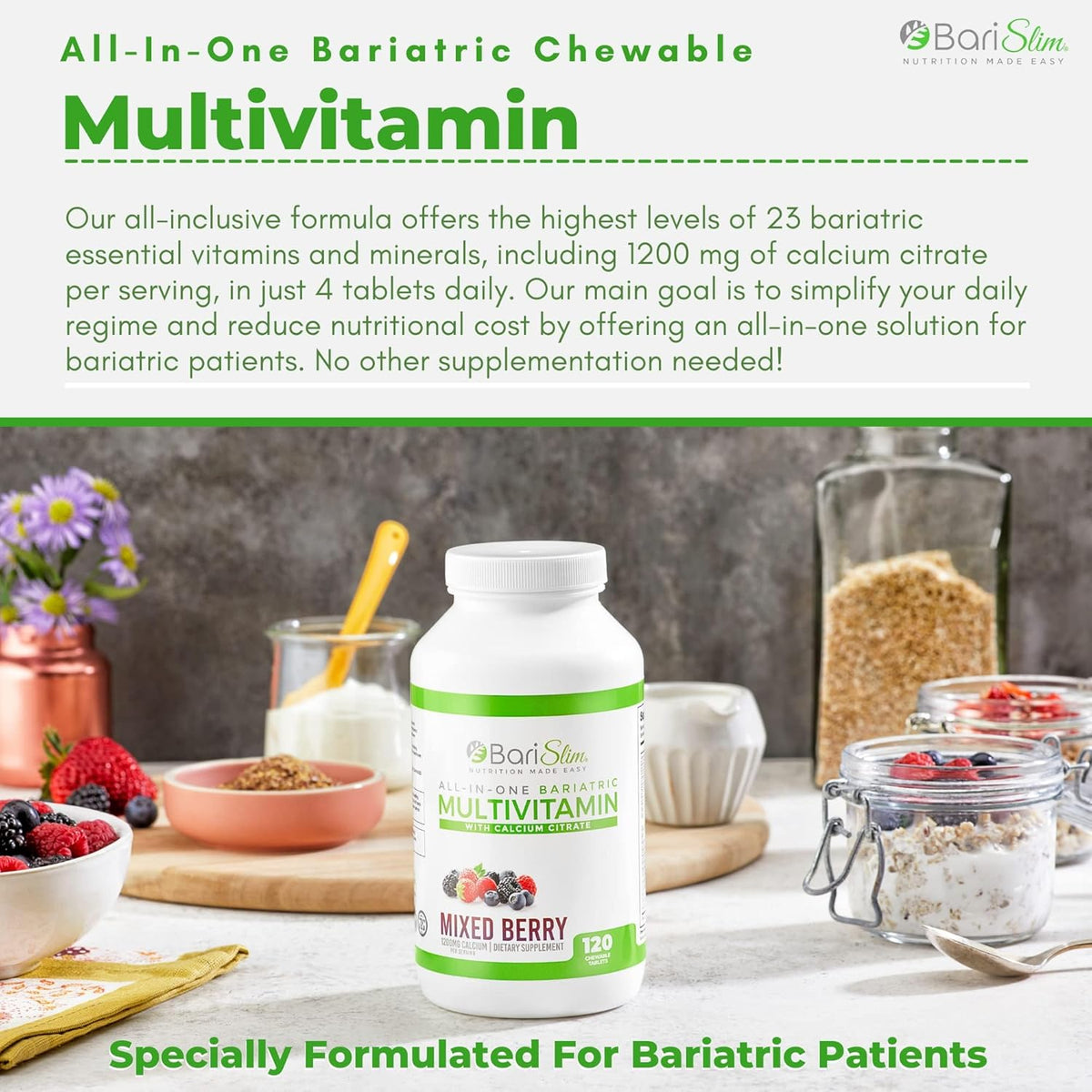 Bariatric Chewable Multivitamin Tablets with Calcium Citrate Mixed Berry 120 Count Y97623