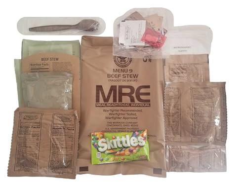MRE Meal Ready to Eat with Entree, Snacks, Dessert, Drink Mix, Utensils, Condiments and FRH J55264