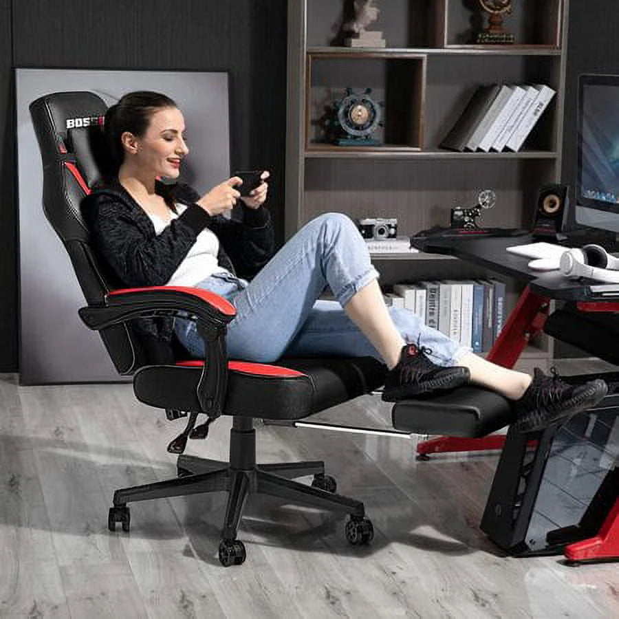 Gaming Chair with Footrest D807575