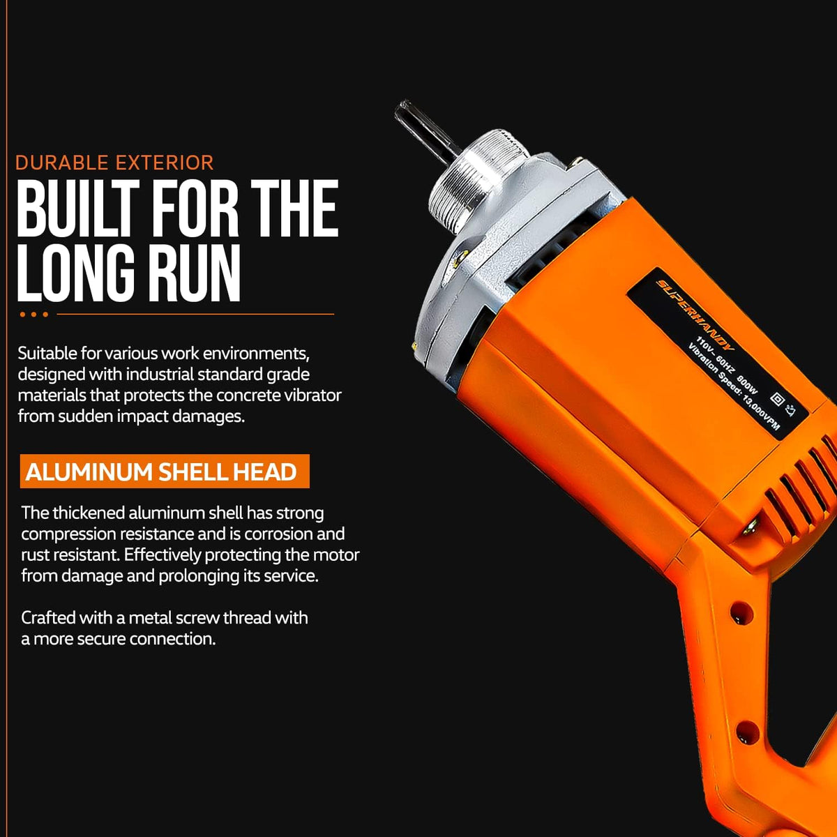 Concrete Vibrating Power Tool with 4.9 Ft Flex Hose Immersion Shaft U7173