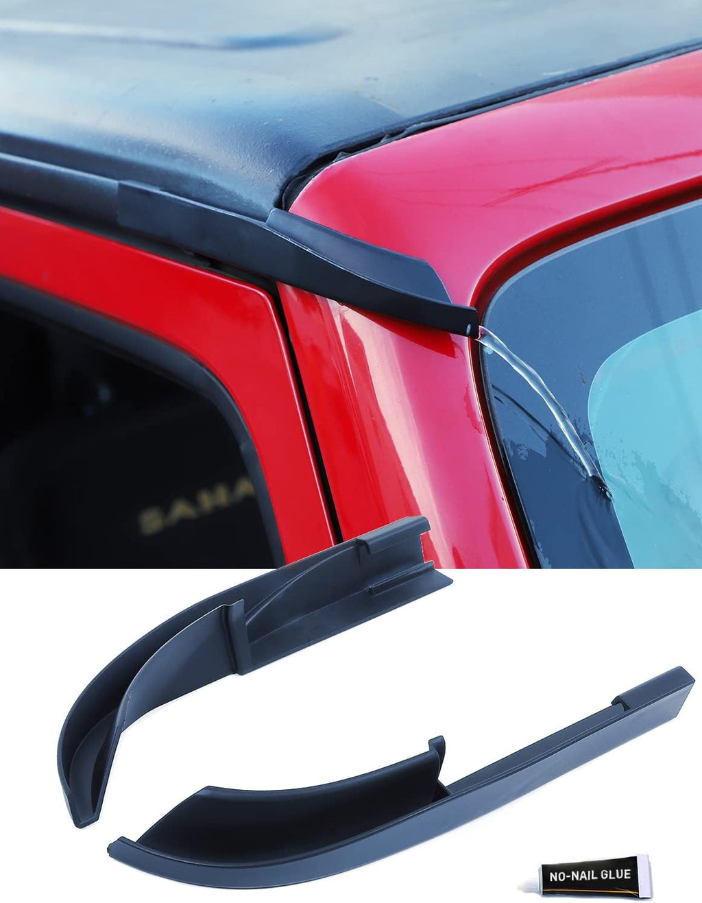 Black 2 Pcs ABS Rain Gutter Extensions Y572