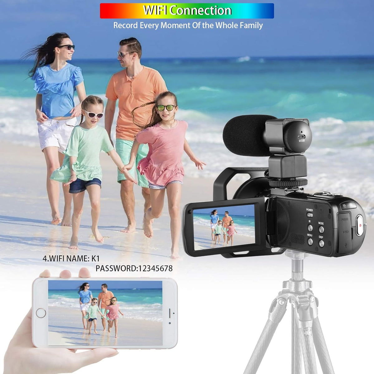 4K Camcorder with 16X Digital Zoom and Night Vision J154471