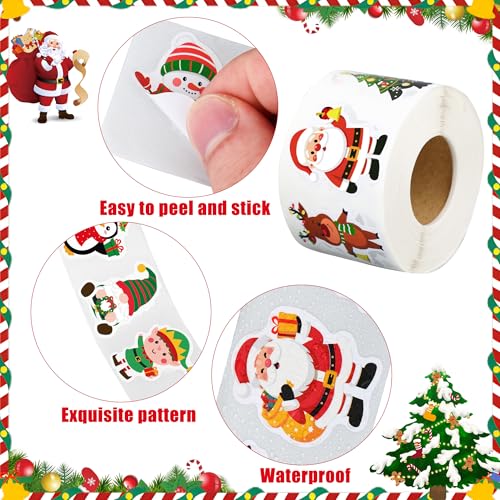 1200 Pcs Christmas Stickers Roll 1.5 Inch Self Adhesive 16 Designs V4518