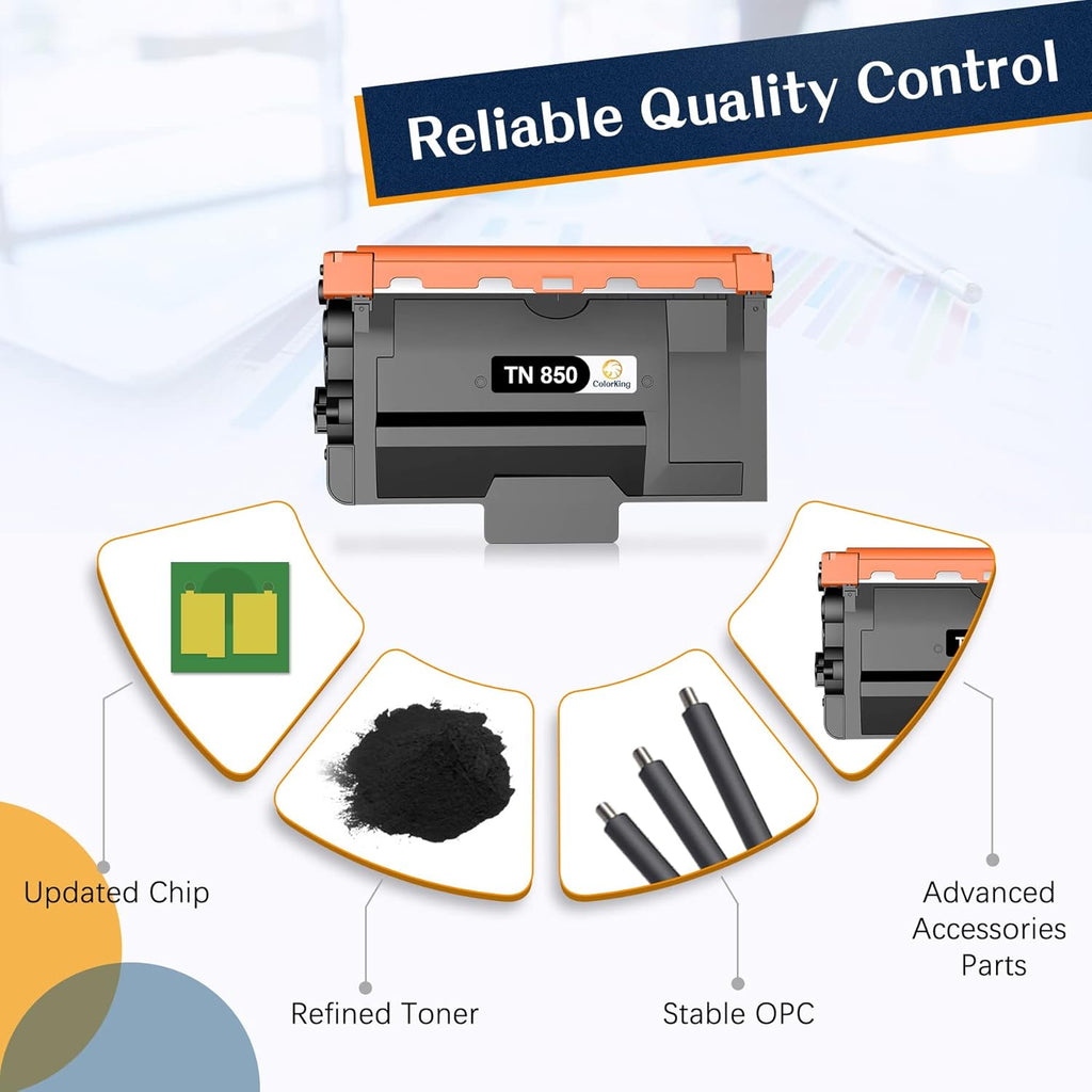 Compatible Toner Cartridge for Brother TN850 TN820 (4 Black) Pack of 2 Y658