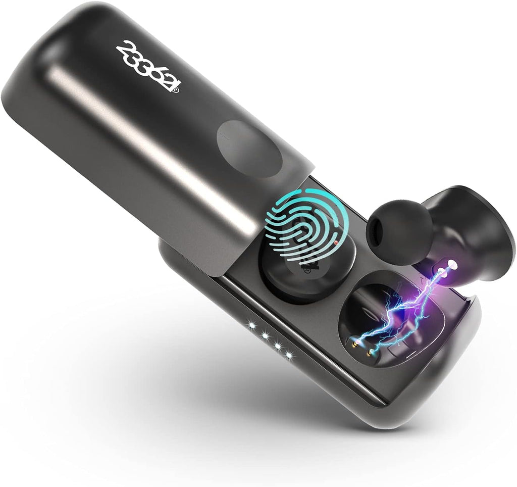 True Wireless Earbuds with Charging Case, IPX5 Waterproof Bluetooth 5.0, 12H Playtime, Black, Pack of 2 L497214