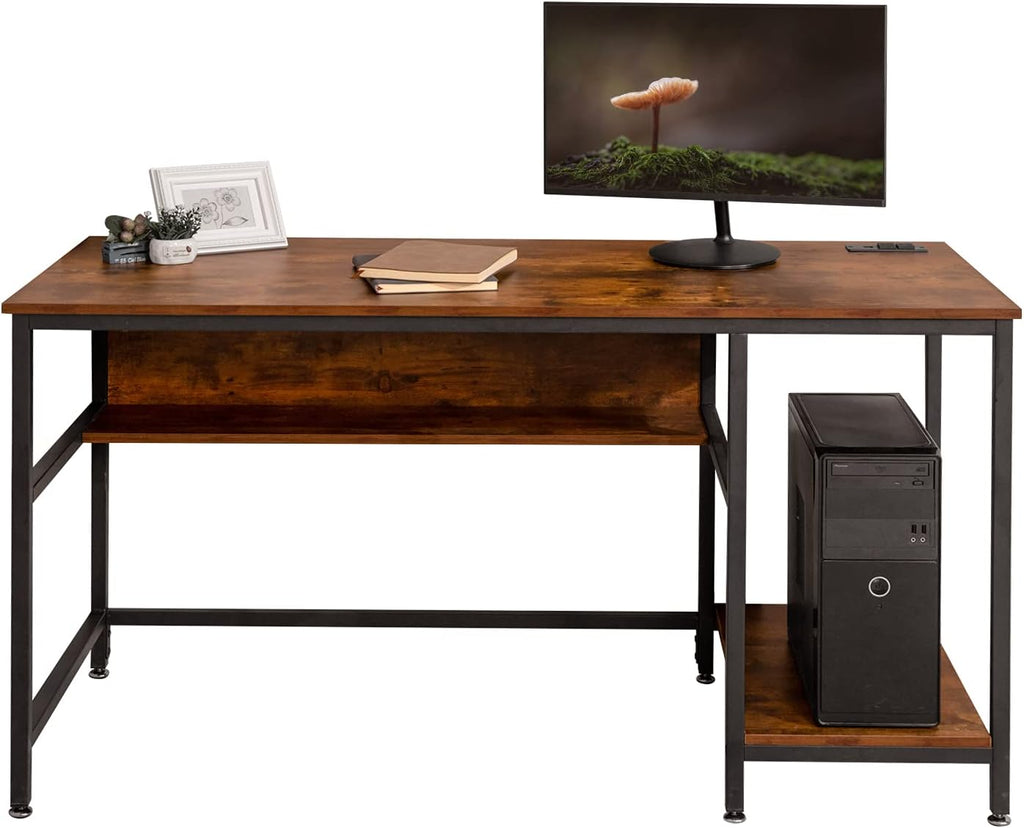 Black 47 Inch Computer Desk with Storage Shelves X523