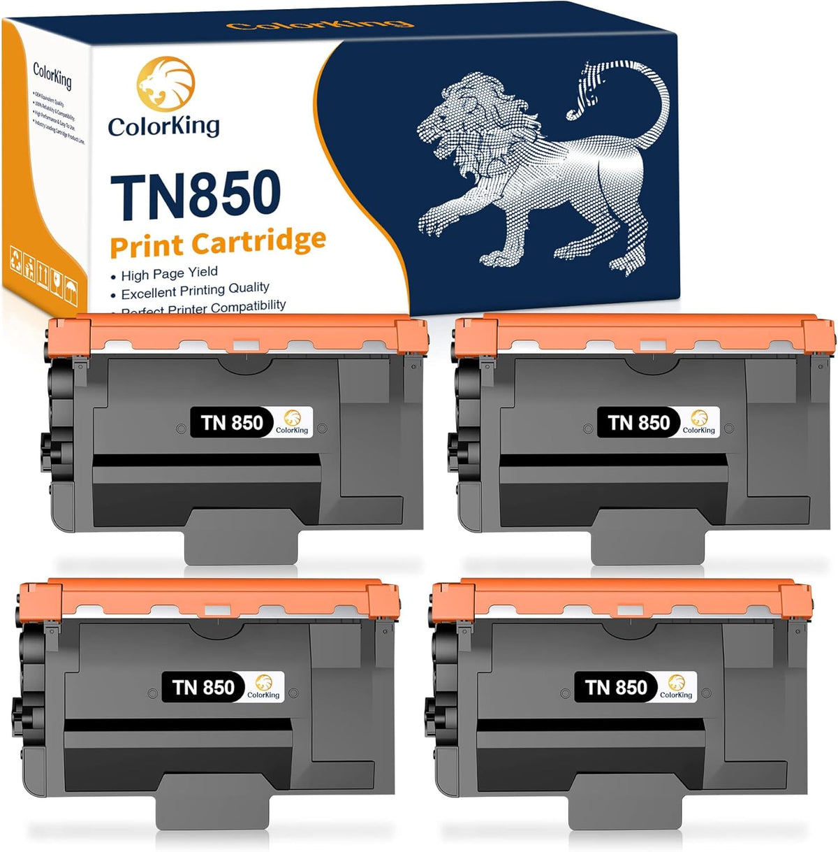 Compatible Toner Cartridge for Brother TN850 TN820 (4 Black) Pack of 2 Y658