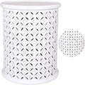 White Solid Wood Drum End Table P209