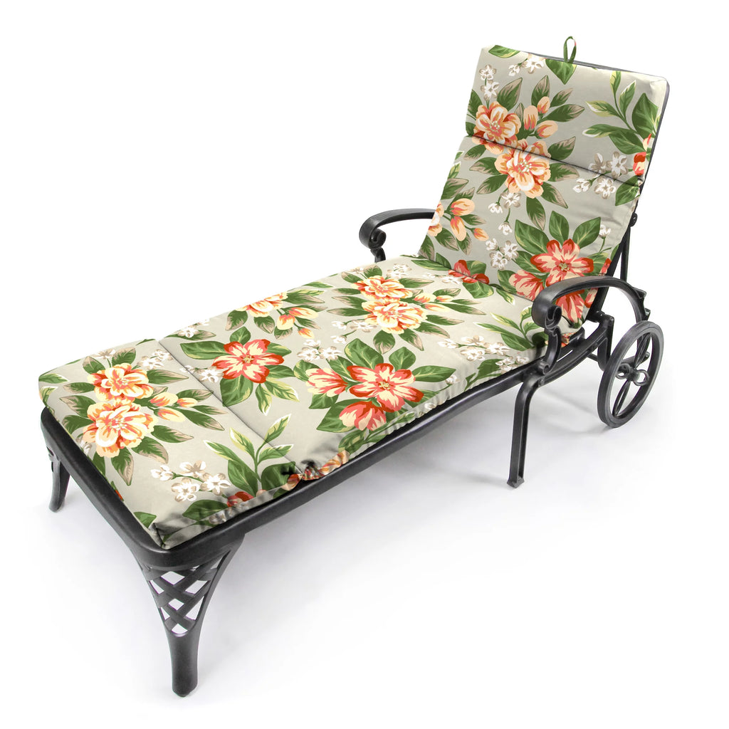 Grey Floral Rectangular Outdoor Chaise Lounge Cushion W16694