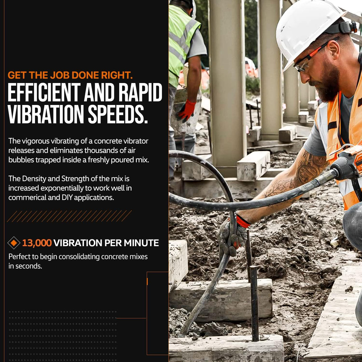 Concrete Vibrating Power Tool with 4.9 Ft Flex Hose Immersion Shaft U7173