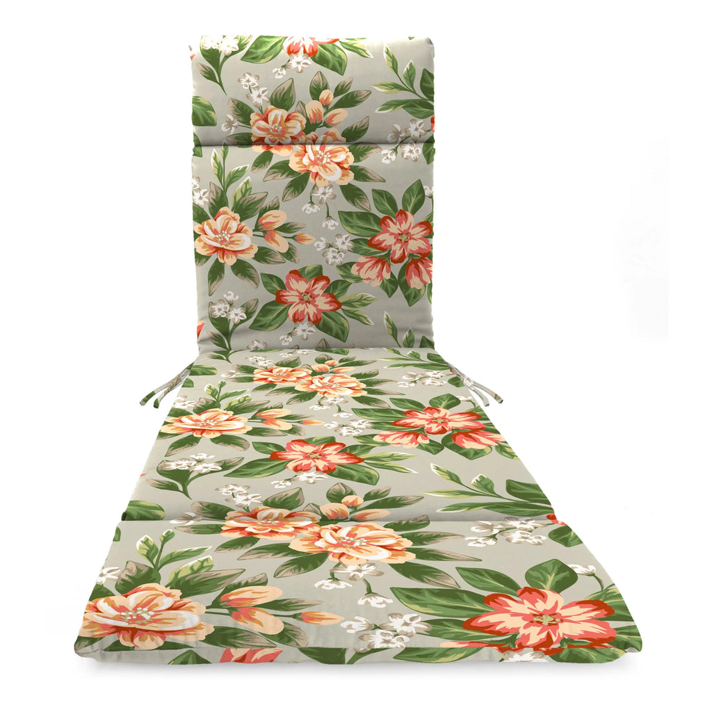 Grey Floral Rectangular Outdoor Chaise Lounge Cushion W16694