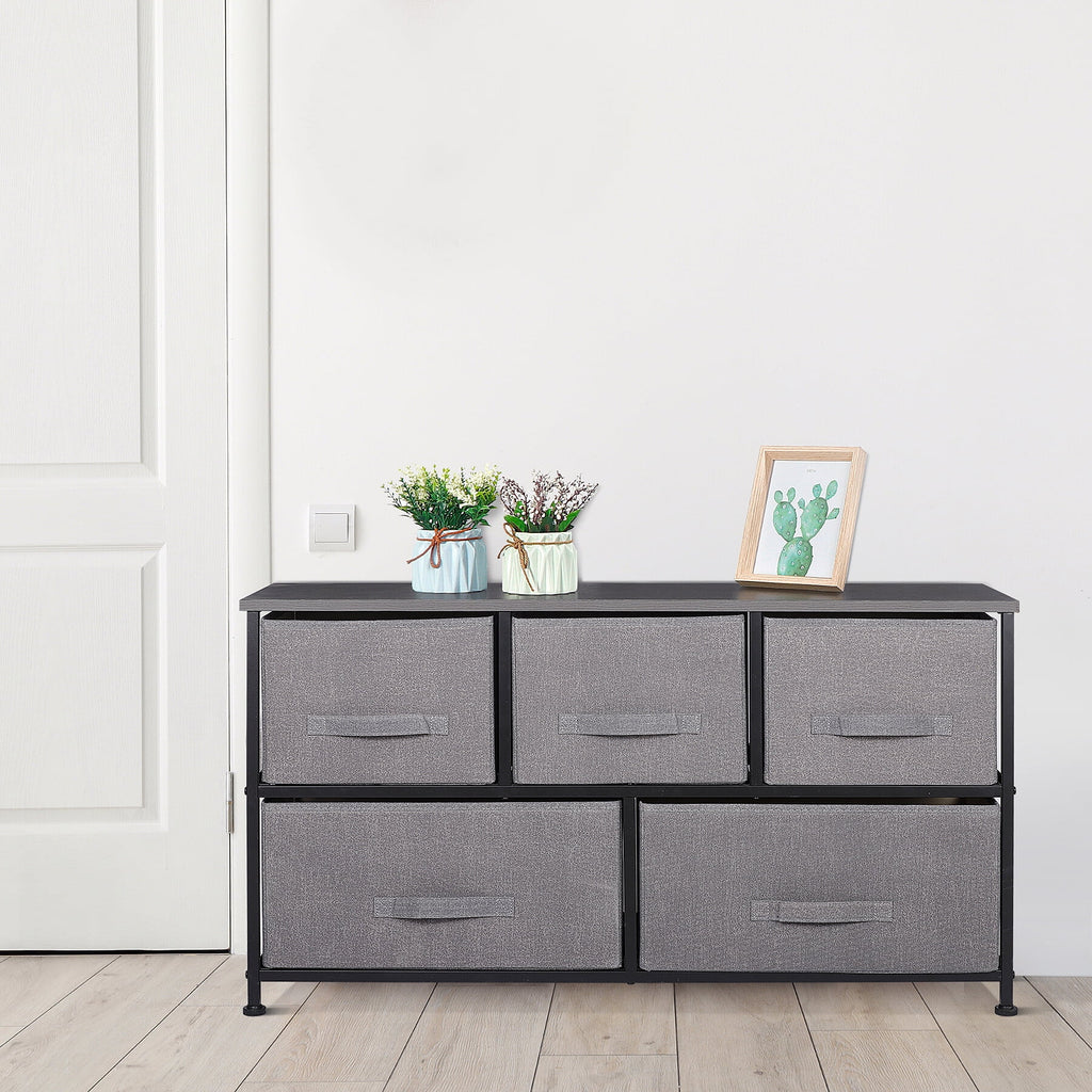 Brown 5 Drawer Fabric Dresser U19829