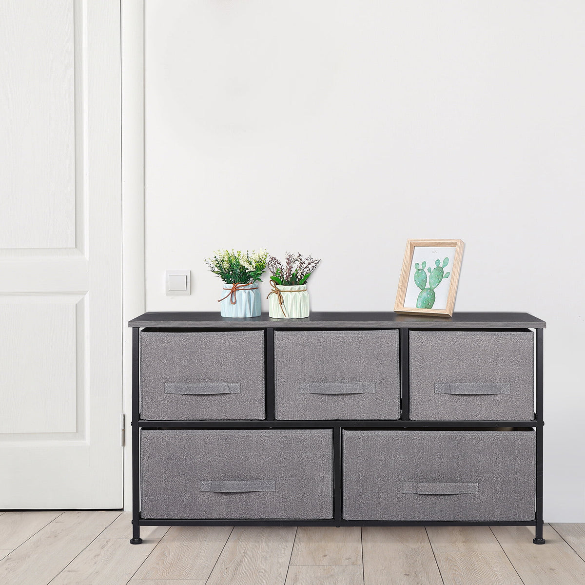 Brown 5 Drawer Fabric Dresser U19829