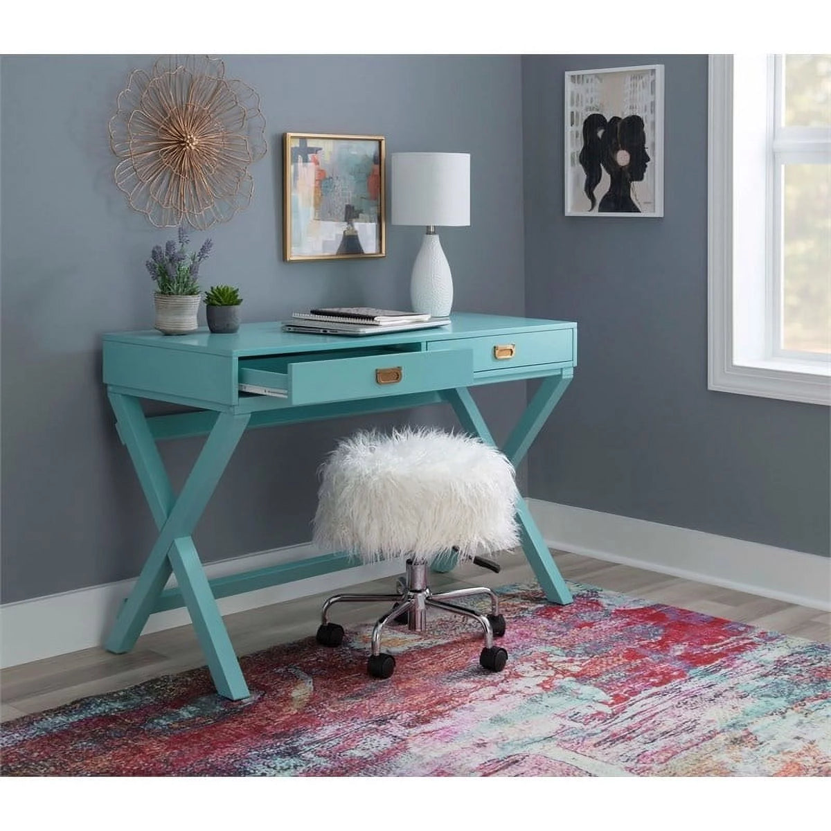 Blue Wood Writing Desk H6001