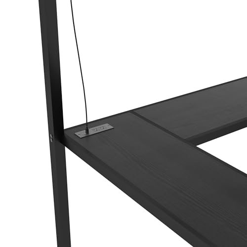 Full Size Black Metal Loft Bed with Desk and Wardrobe A367
