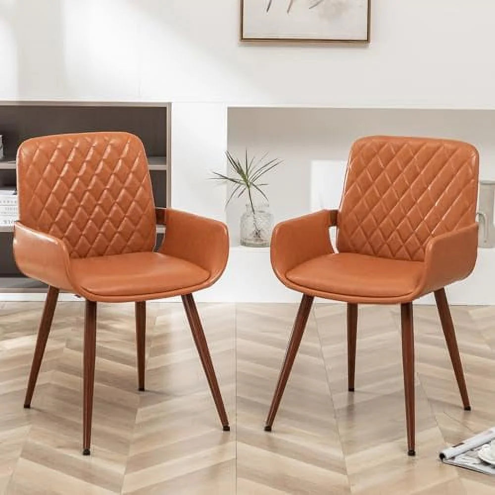 Mid Century Modern Faux Leather Dining Chairs Set of 2 X215490