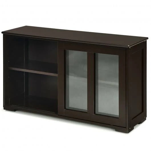 Brown Kitchen Storage Cabinet Sideboard Buffet Cupboard with Sliding Door Y963350