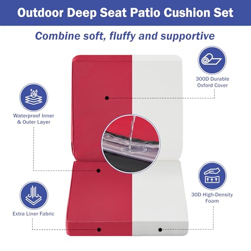 Outdoor Deep Seat Cushion Set 24 x 24 x 4 Inch Navy Blue R39862