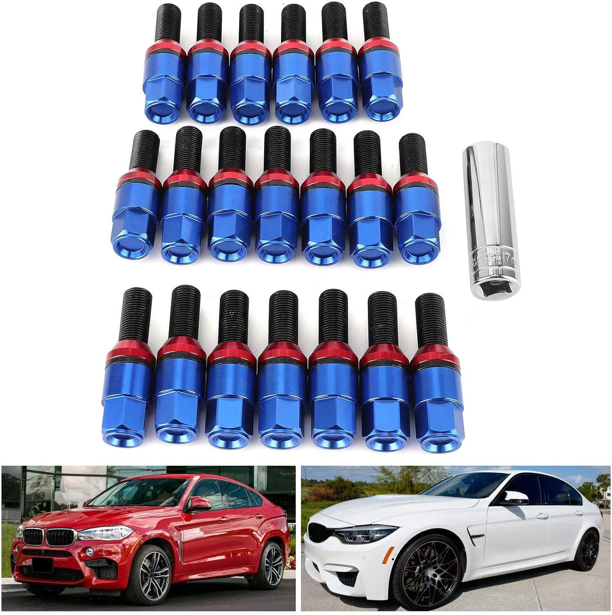 M14x1.25 Blue Tuner Style Wheel Lug Bolts B2376