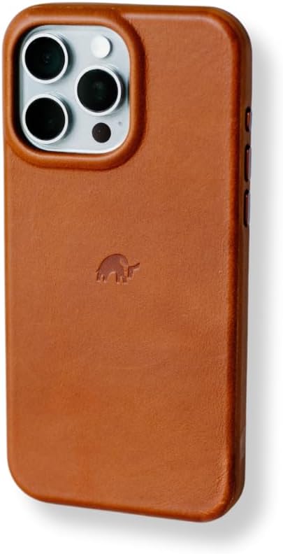 Sienna Leather Phone Case with TPU Rim for iPhone 15 Pro Max Q6082