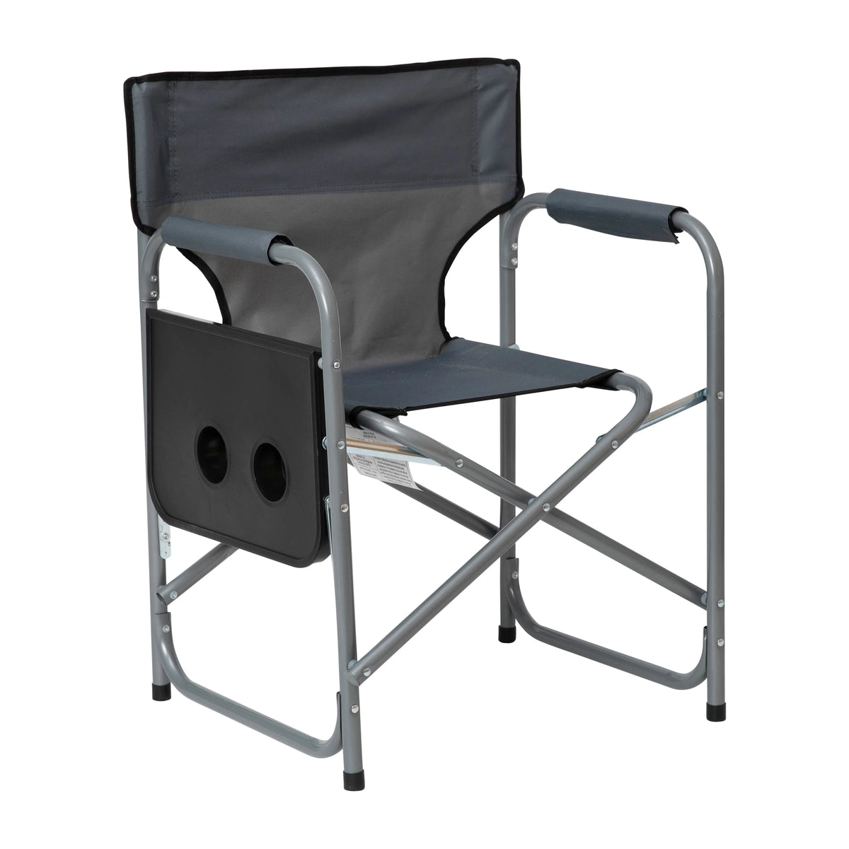 Folding Gray Camping Chair with Side Table and Cup Holder X4212