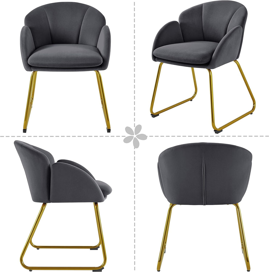 Dark Gray Velvet Barrel Accent Chair, Set Of 2 F21872