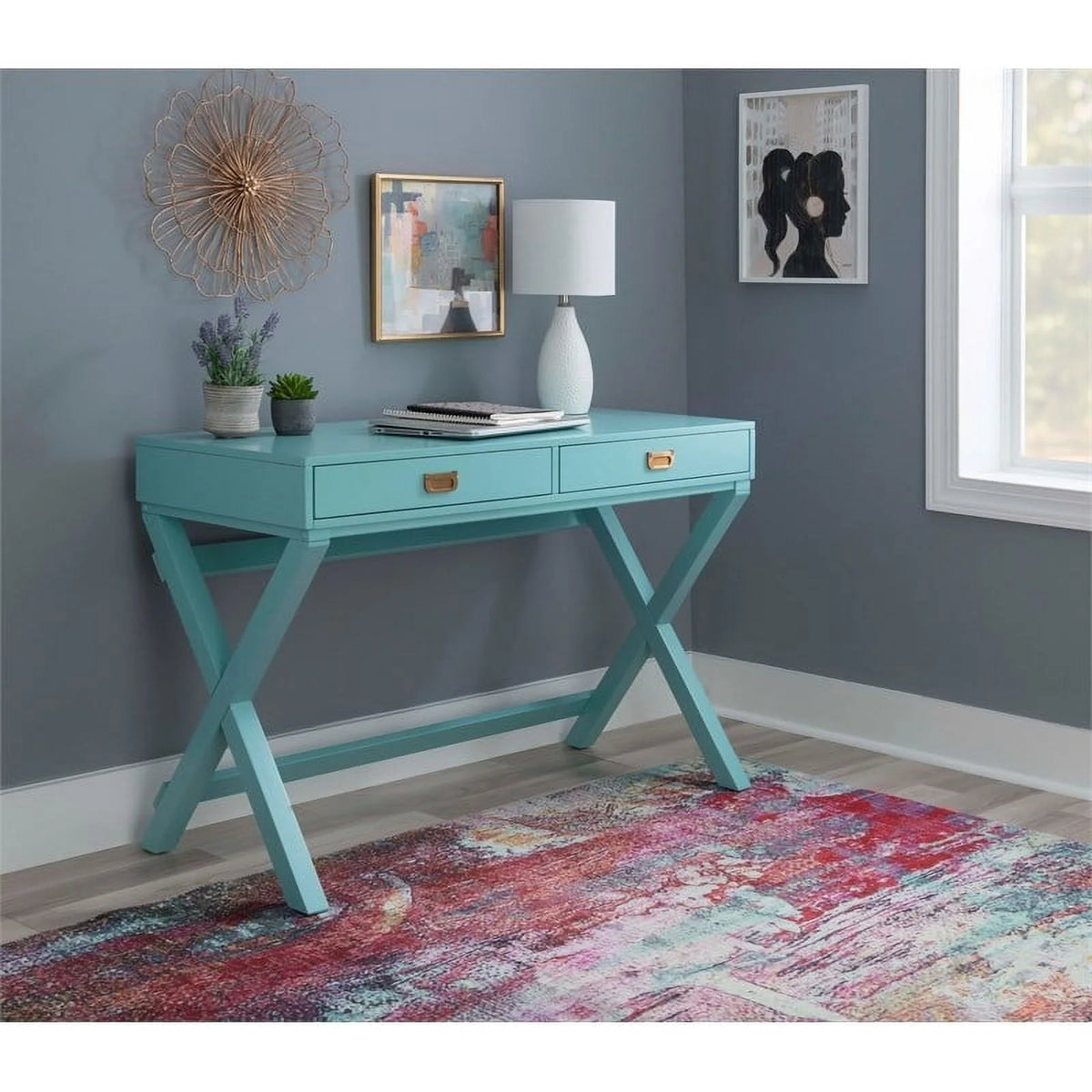 Blue Wood Writing Desk H6001