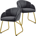 Dark Gray Velvet Barrel Accent Chair, Set Of 2 F21872