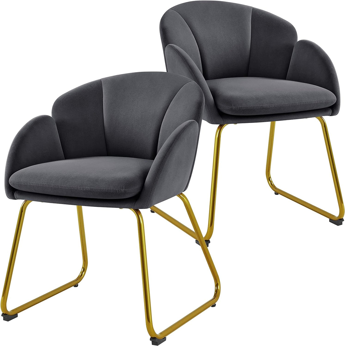 Dark Gray Velvet Barrel Accent Chair, Set Of 2 F21872