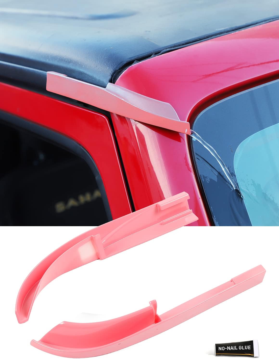Black 2 Pcs ABS Rain Gutter Extensions Y572