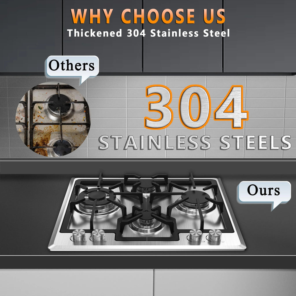 23 inch 4 Burner Stainless Steel Gas Cooktop T4620