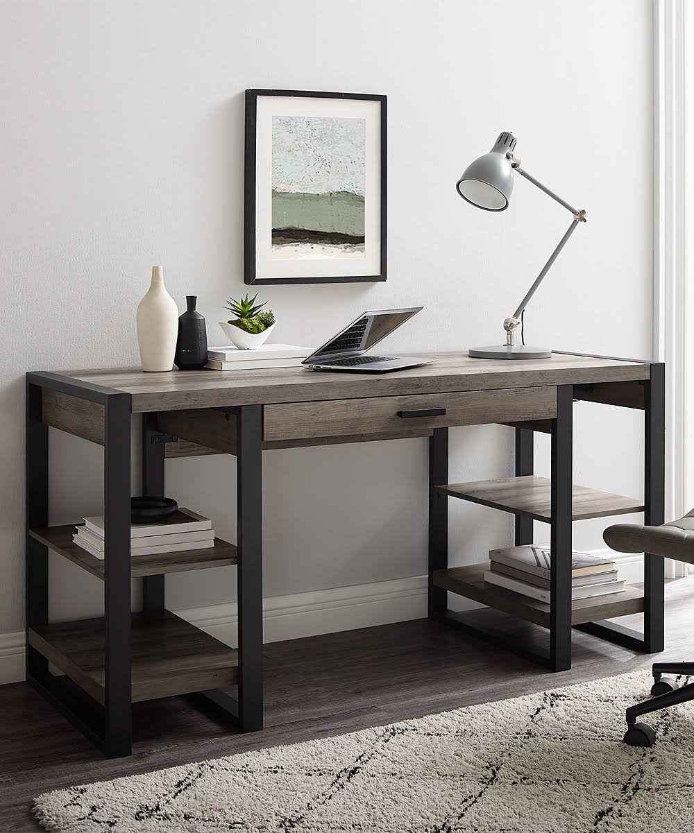 Grey Wash Wood Computer Desk K7287