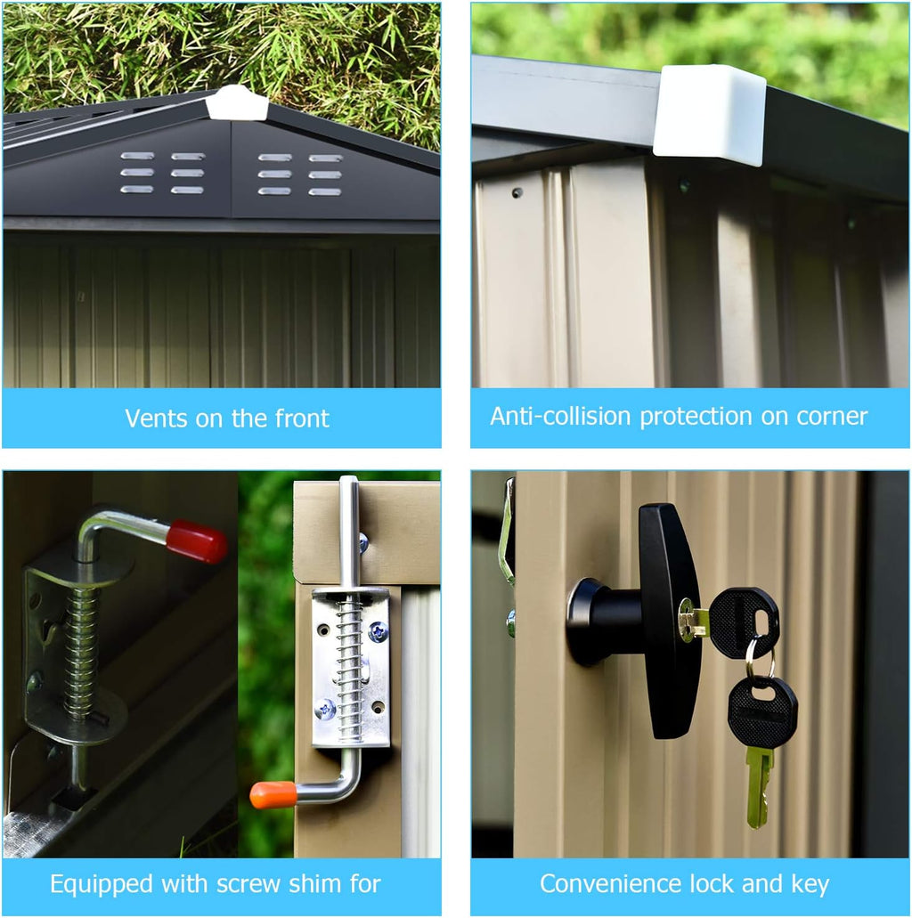 6x4 Galvanized Steel Storage Shed with Lockable Door T291