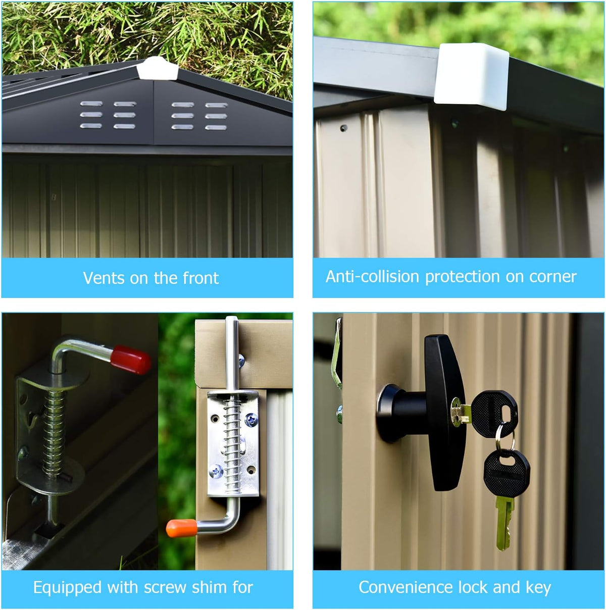 6x4 Galvanized Steel Storage Shed with Lockable Door T291