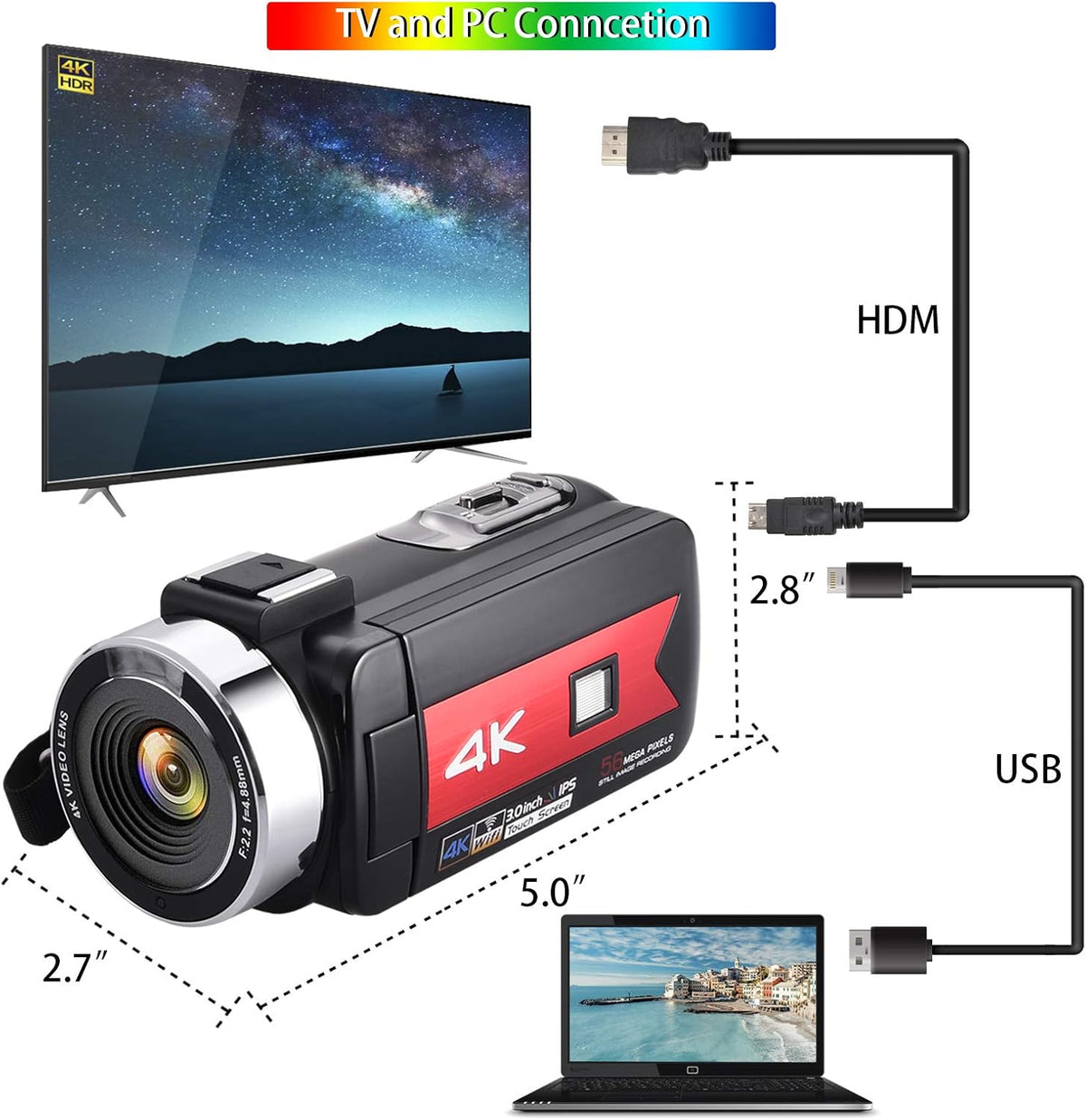 4K Camcorder with 16X Digital Zoom and Night Vision J154471