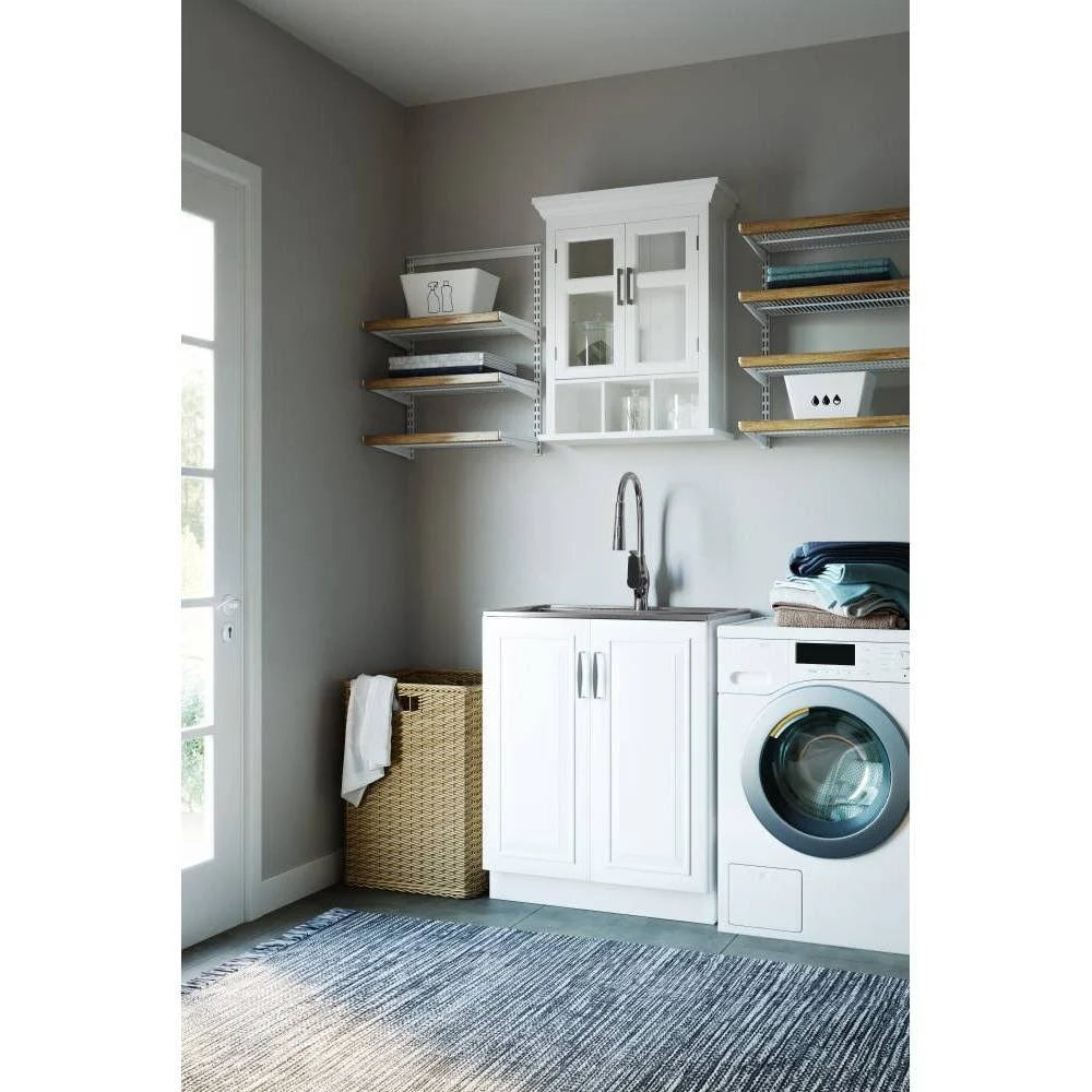 White Two-Door Bathroom Wall Cabinet U7018