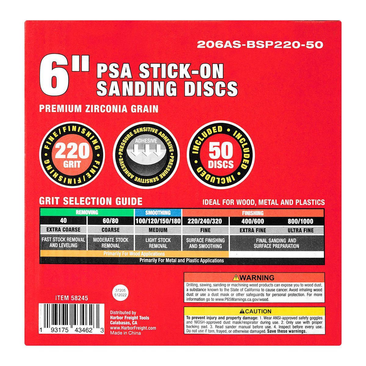 6 in. 220 Grit PSA Sanding Discs 50-Pack S303