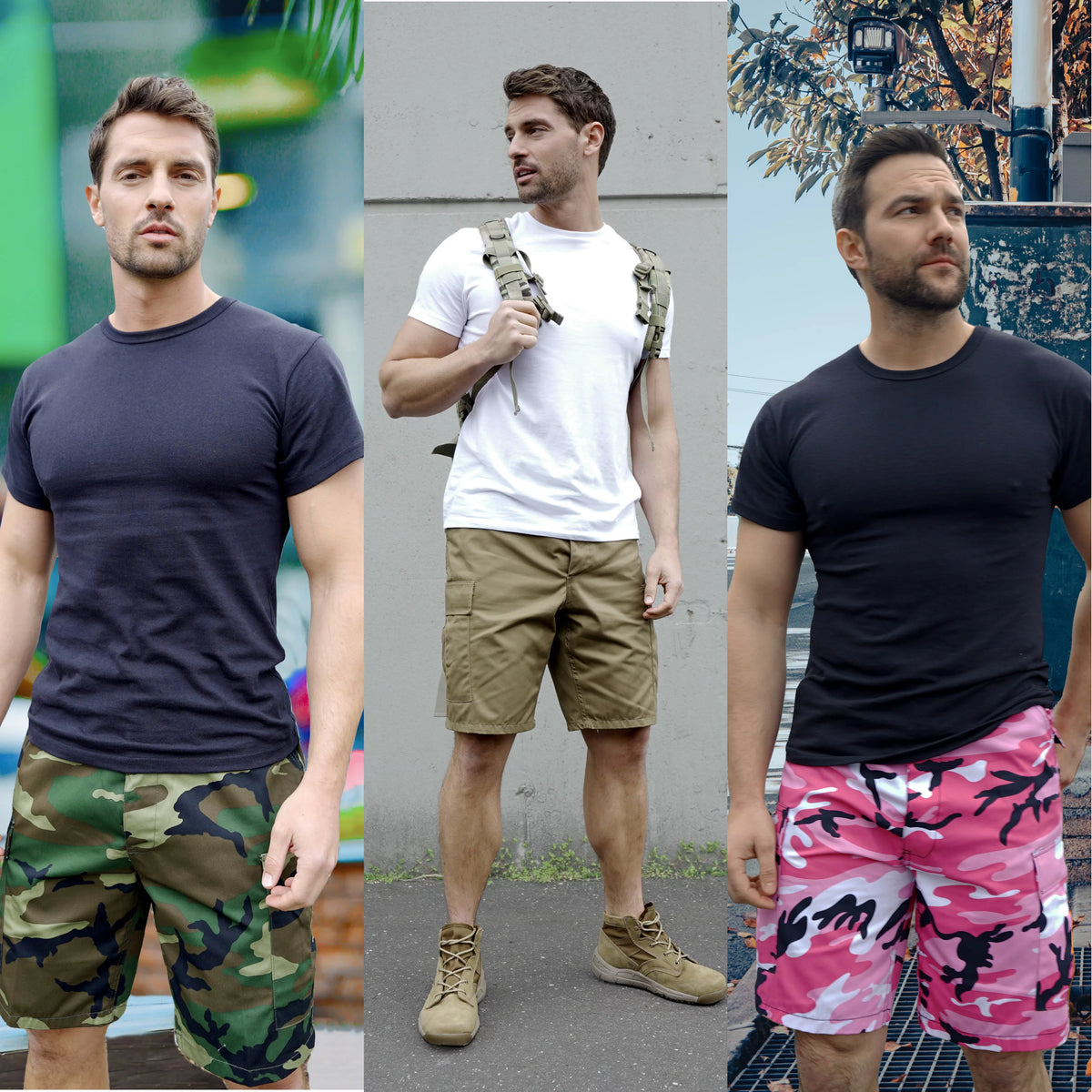 Khaki Cargo Shorts X63052