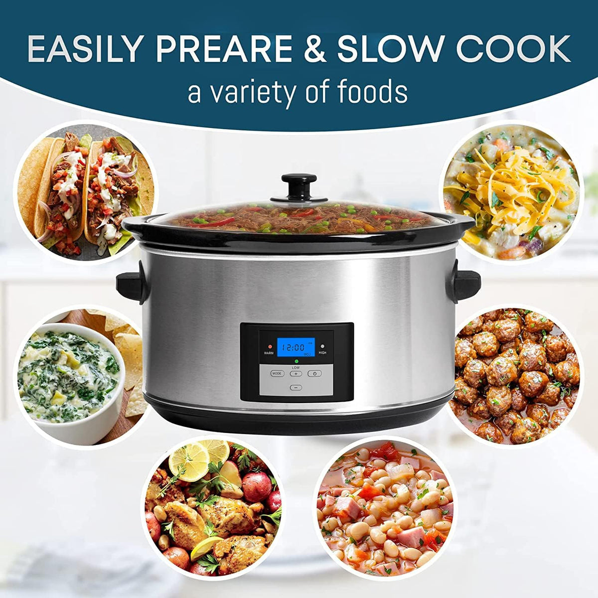 8.5 Quart Programmable Electric Slow Cooker H2843