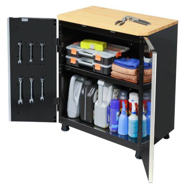 24-Gauge Steel 2-Door Garage Base Cabinet in Black A2552