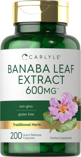 Banaba Leaf Extract Capsules 600mg 200 Count Non-GMO Gluten Free Z137275