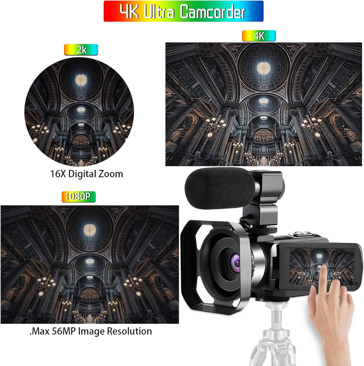4K Camcorder with 16X Digital Zoom and Night Vision J154471