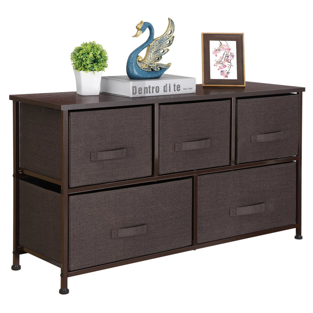 Brown 5 Drawer Fabric Dresser U19829
