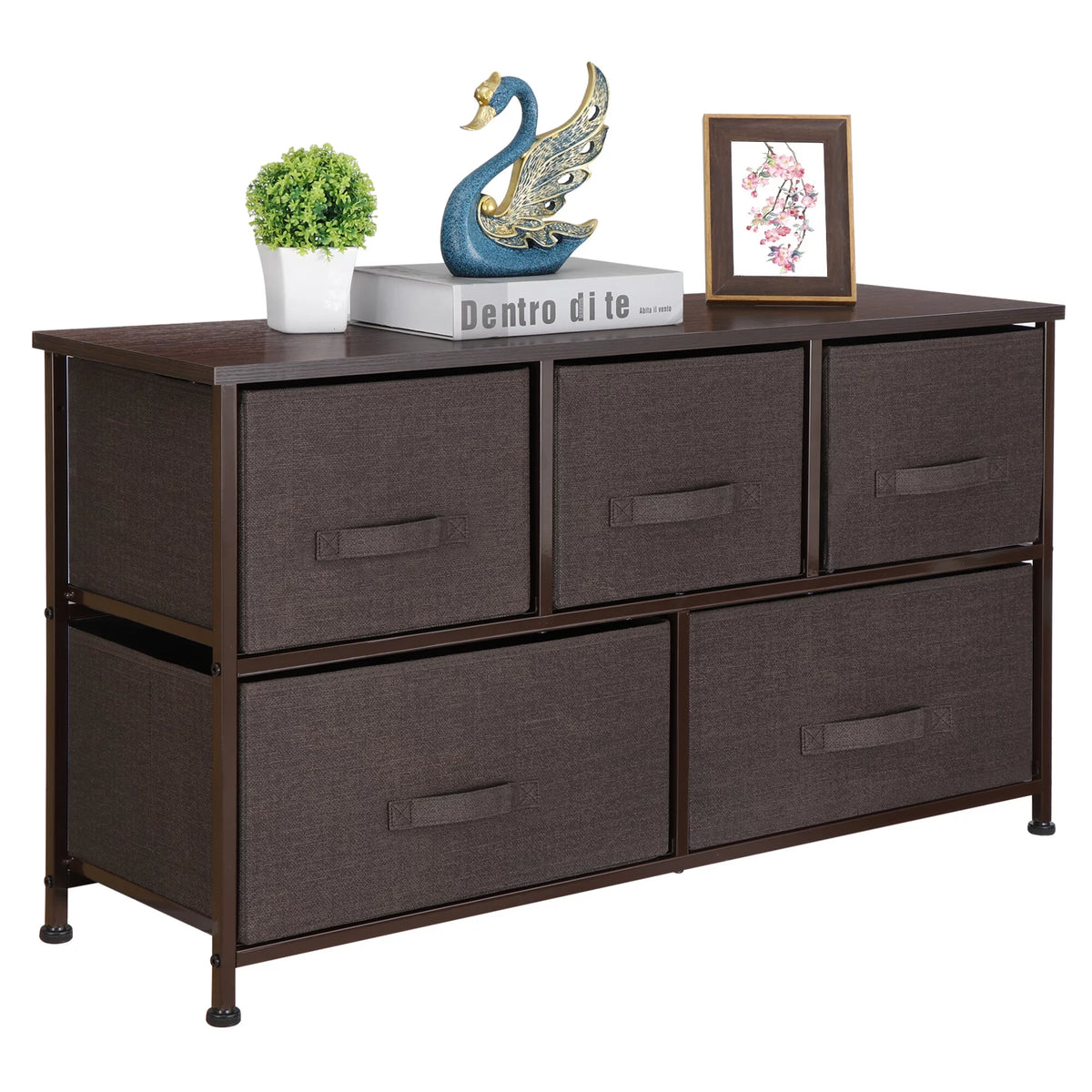 Brown 5 Drawer Fabric Dresser U19829
