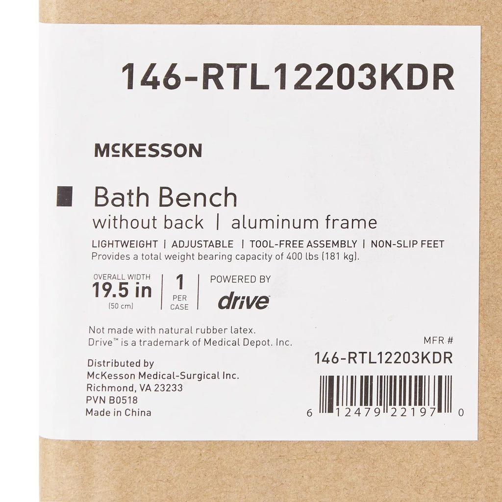 Bath Bench Aluminum Frame Plastic Seat 19.25 in Q7661