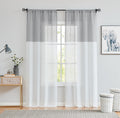 Gray White Sheer Linen Curtain Panels with Rod Pocket, 50"x84"x2 P34065