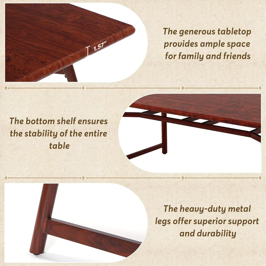63" Rectangular Wood Dining Table with Metal Legs E8499